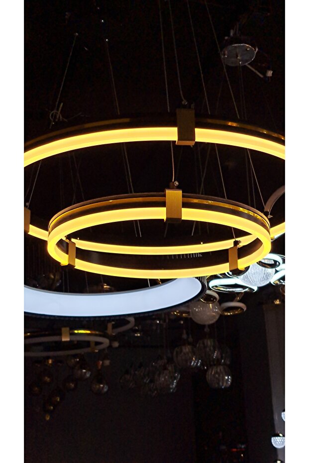 Üç Renk Led Sarkıt Halka Avize - 2