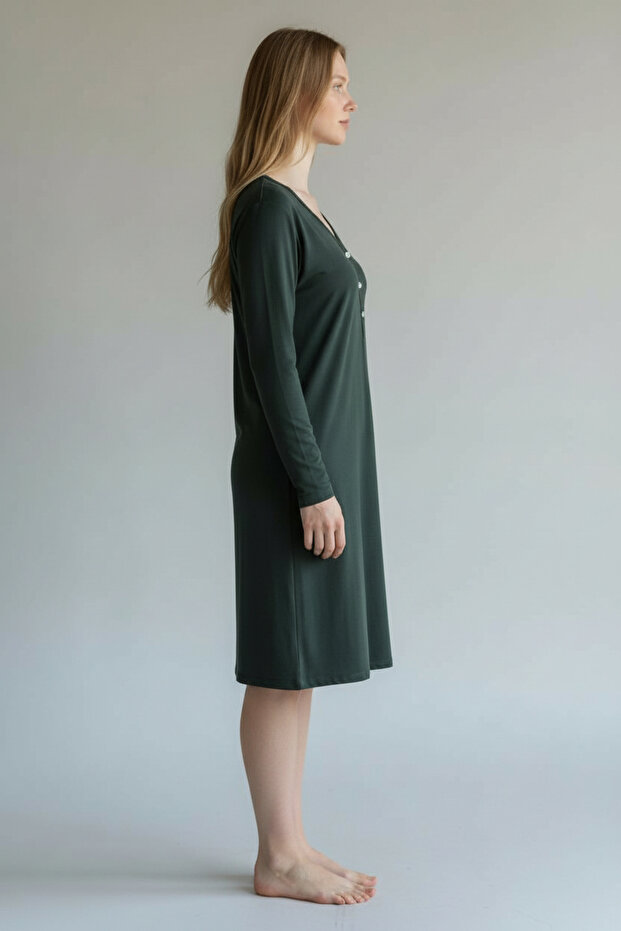 Kadın Uzun Kol Örme Gecelik - 5