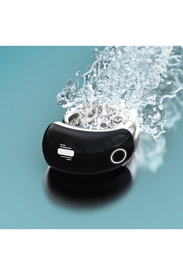 خاتم ذكي، شحن لاسلكي، أزرار لمس، 5 أحجام قابلة للتبديل، 999999 كحد أقصى للعدد (أسود) - 3