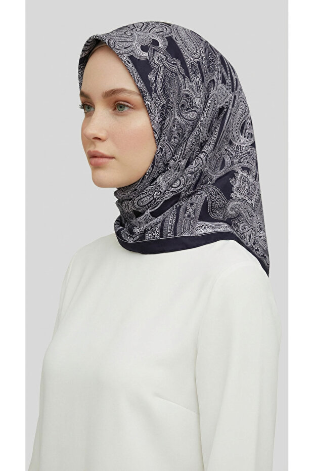 وشاح من البوليستر بنمط عرقي - أسود - 2