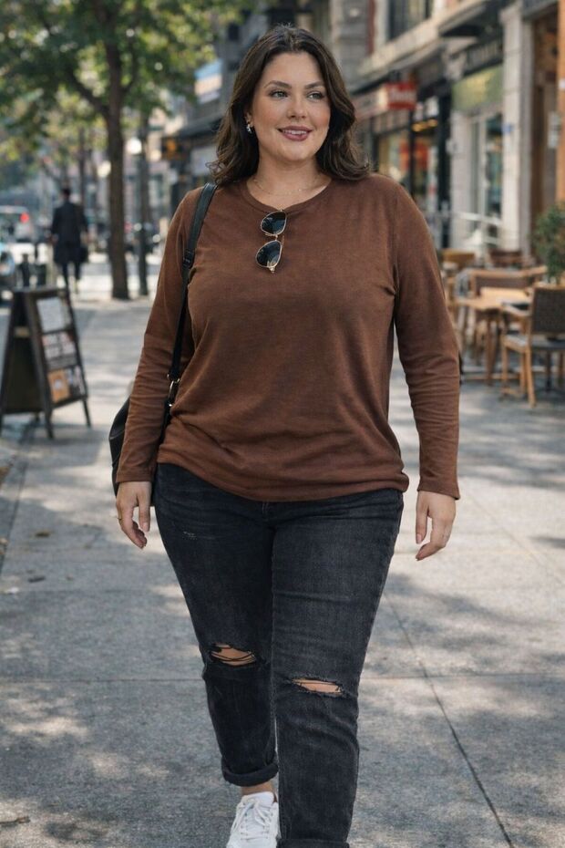 Kadın Büyük Beden Oversize Basic Bluz - 2