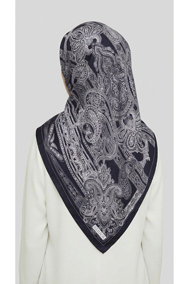 وشاح من البوليستر بنمط عرقي - أسود - 4