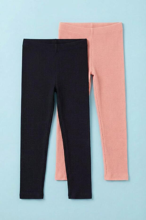 Girl's Transitional Cotton Ribbed Knit 2-Piece Tights