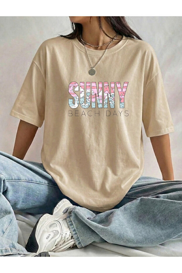Women's Sunny Printed Crew Neck T-Shirt