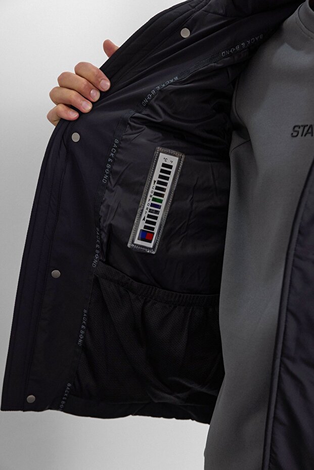 Siyah Relaxed Fit Puffer Jacket - 4