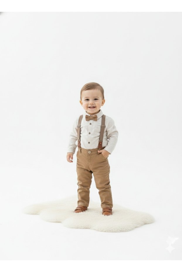 Baby Boy & Child Suspender Trousers with Bow Tie 3-Piece Special Occasion Set