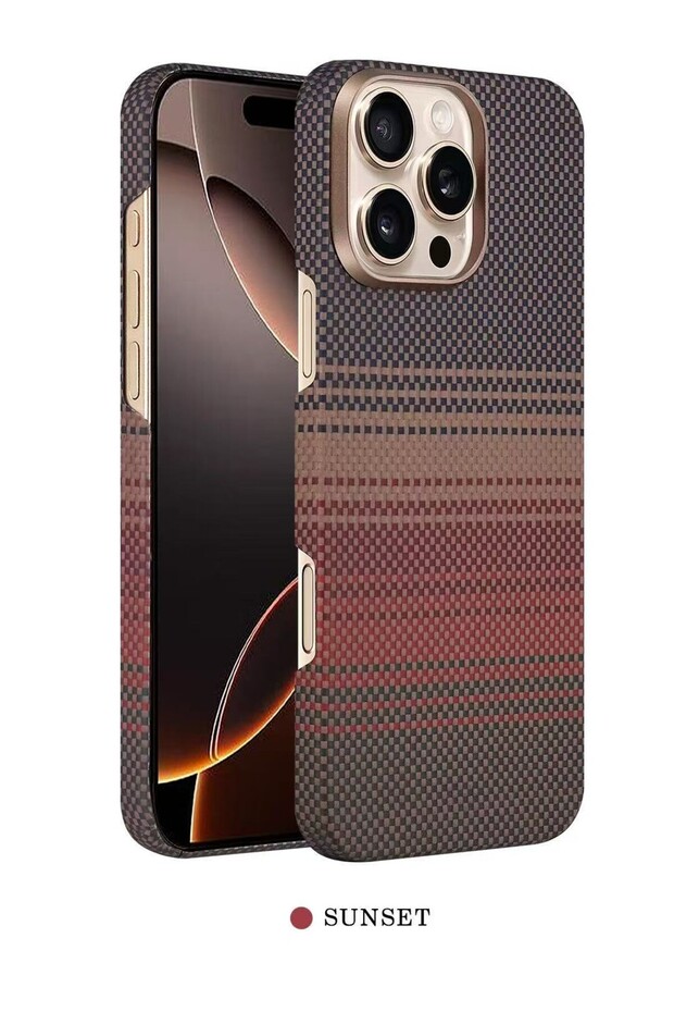 Case for iPhone 16 Pro Premium Aramid Fiber (Kevlar), Raised Camera & Screen Edges | Sunset