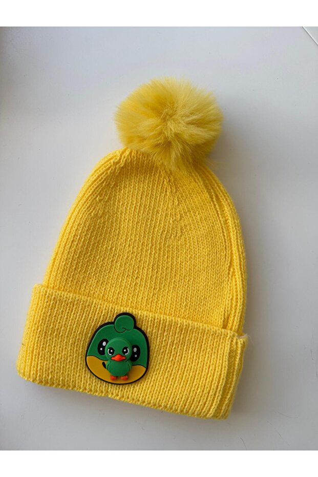 Children's Beanie with Pompom and Rotating Accessories with a Dog
