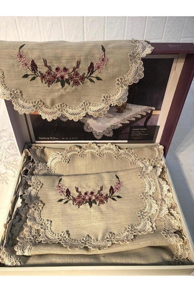 5 Piece Etamine Machine-Washable Living Room Set