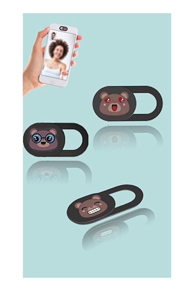 Ultra Thin 0.02inch Webcam Cover Slide, Cute Bear Design Compatible for MacBook, iMac, Laptop, iPad,