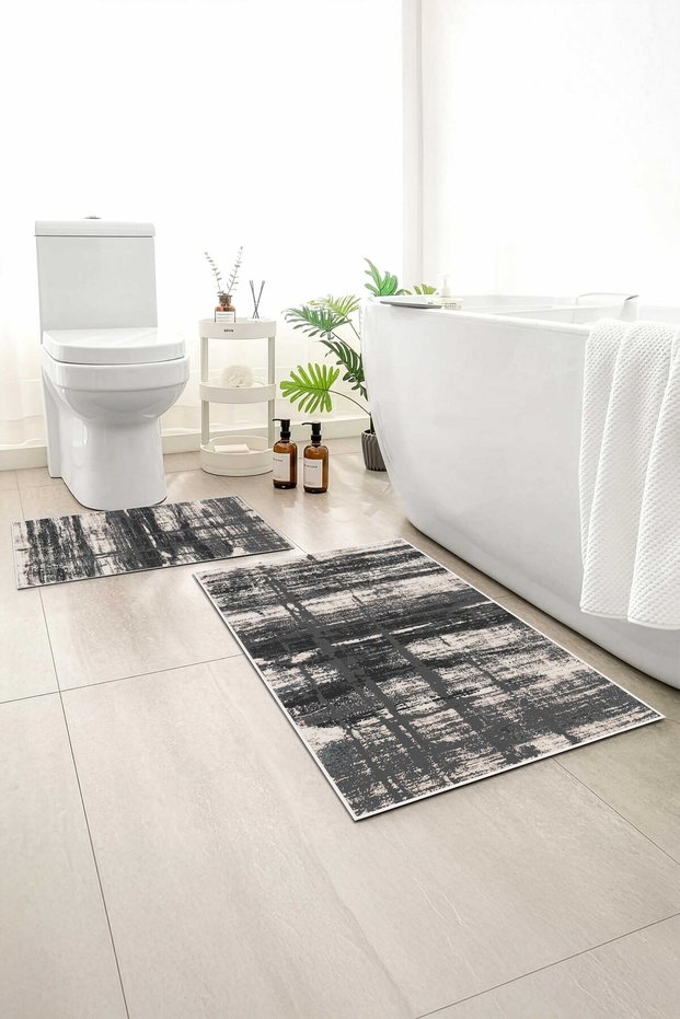 2-Pack Bath Mat, Soft Bathroom Rug, Non-Slip Backing, Washable - 60X100 - 50X60