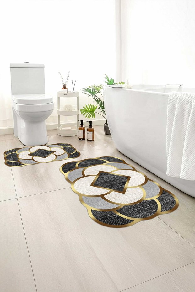 2-Pack Bath Mat, Soft Bathroom Rug, Non-Slip Backing, Washable - 60X100 - 50X60