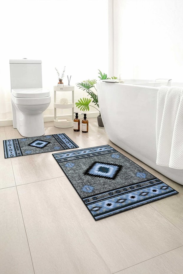 2-Pack Bath Mat, Soft Bathroom Rug, Non-Slip Backing, Washable - 60X100 - 50X60