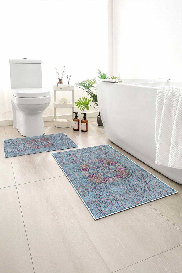 2-Pack Bath Mat, Soft Bathroom Rug, Non-Slip Backing, Washable - 60X100 - 50X60