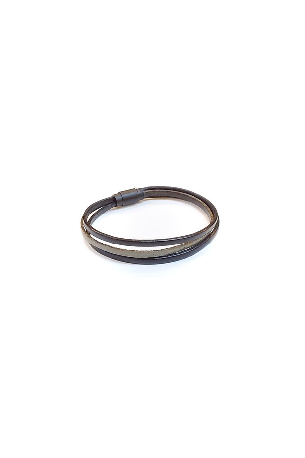 Urban Fade – Smoked Medium Stripe Men's Leather Bracelet-1389