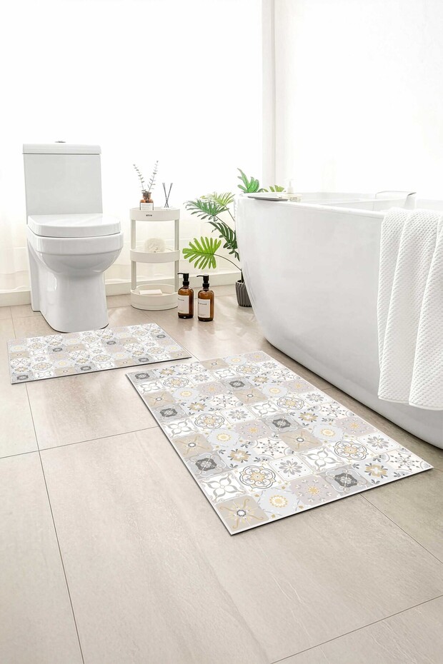 2-Pack Bath Mat, Soft Bathroom Rug, Non-Slip Backing, Washable - 60X100 - 50X60