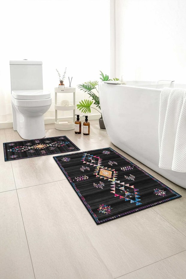 2-Pack Bath Mat, Soft Bathroom Rug, Non-Slip Backing, Washable - 60X100 - 50X60