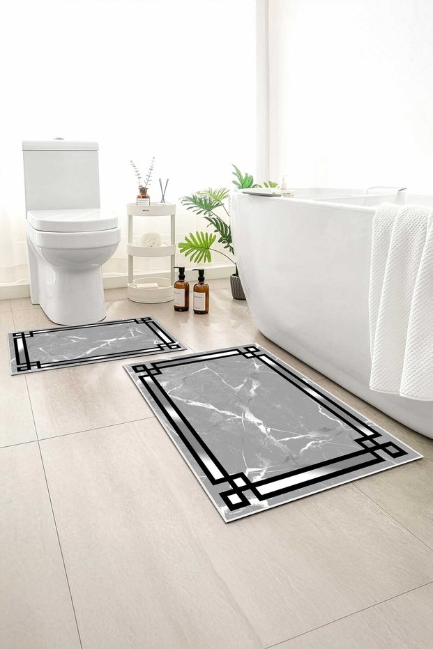 2-Pack Bath Mat, Soft Bathroom Rug, Non-Slip Backing, Washable - 60X100 - 50X60