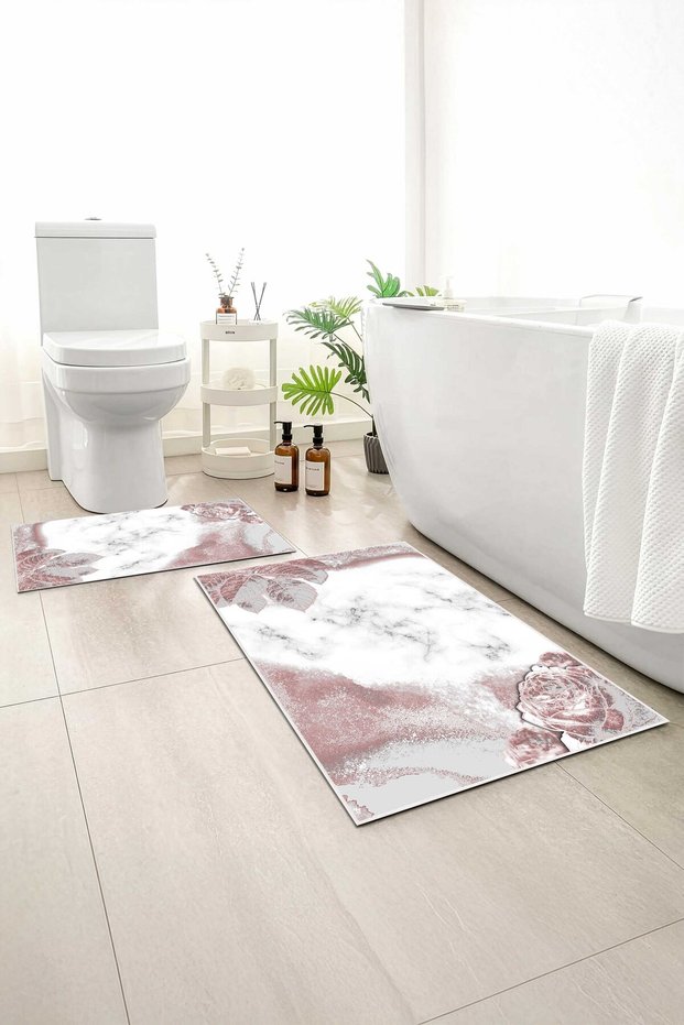 2-Pack Bath Mat, Soft Bathroom Rug, Non-Slip Backing, Washable - 60X100 - 50X60