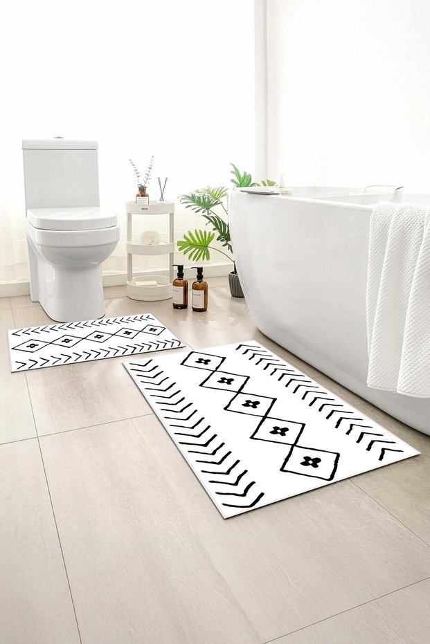 2-Pack Bath Mat, Soft Bathroom Rug, Non-Slip Backing, Washable - 60X100 - 50X60