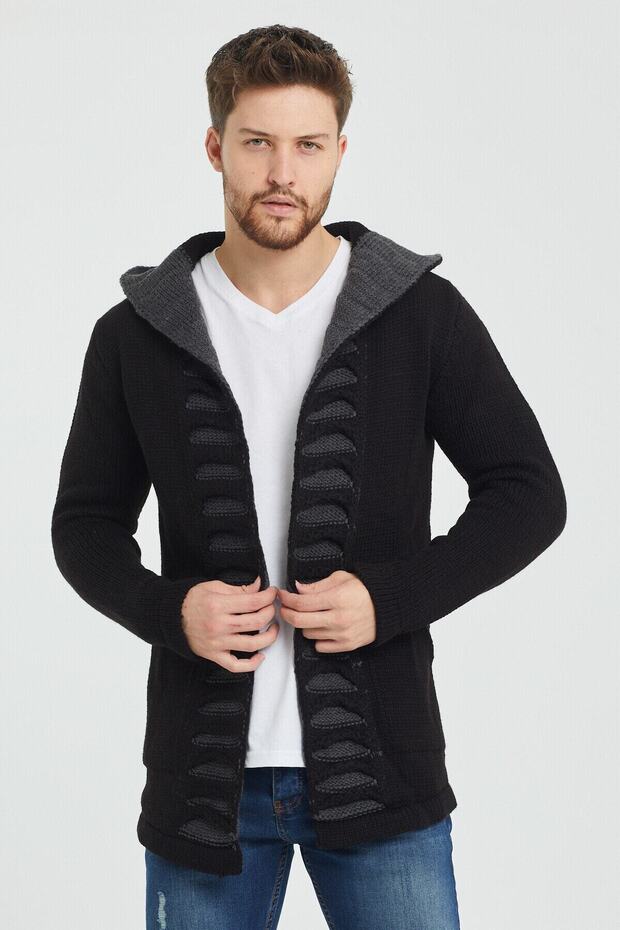 Men's Patterned Poncho Knitwear Cardigan - Hrk2020R02S