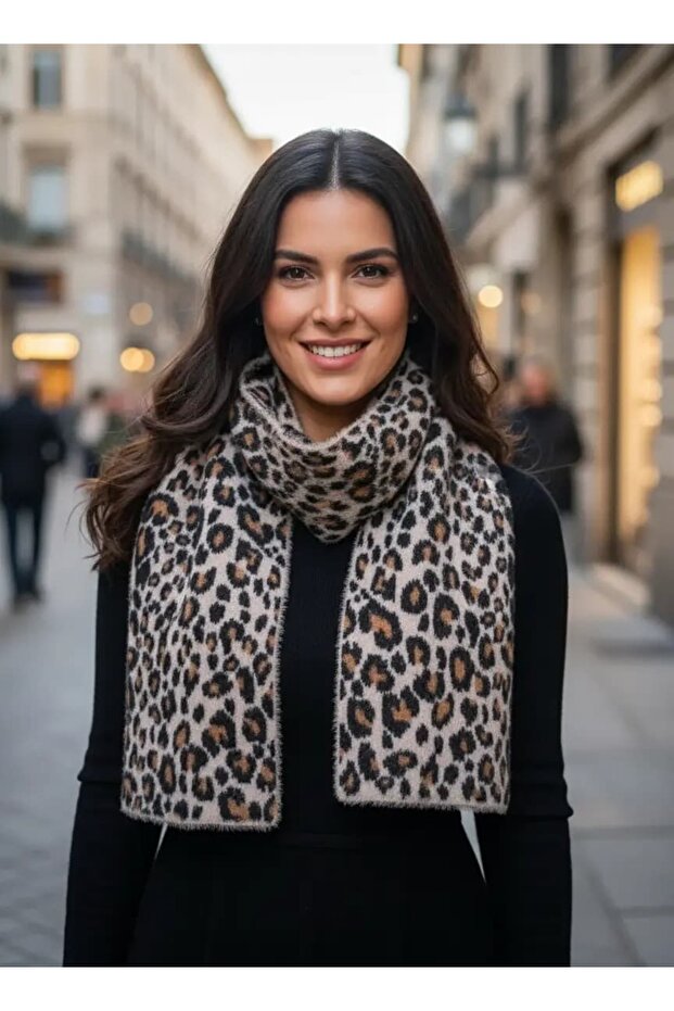 وشاح من القطيفة الناعمة بنمط الفهد - 1