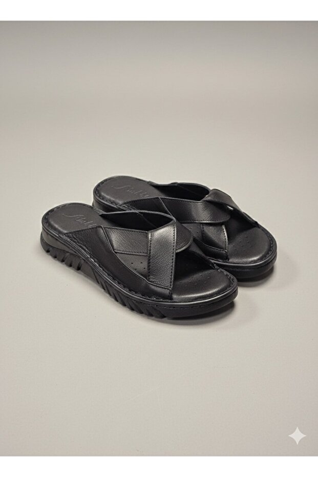 Noble 2014 Zenne Black Leather Slippers