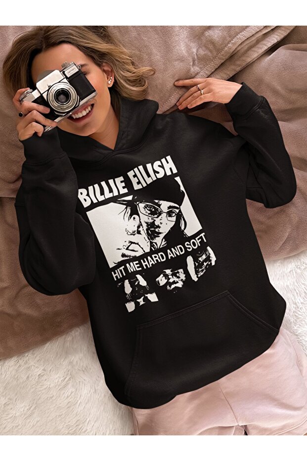 Design Billie Eilish Hit Me Hard and Soft Printed Unisex Oversized Singer Hoodie