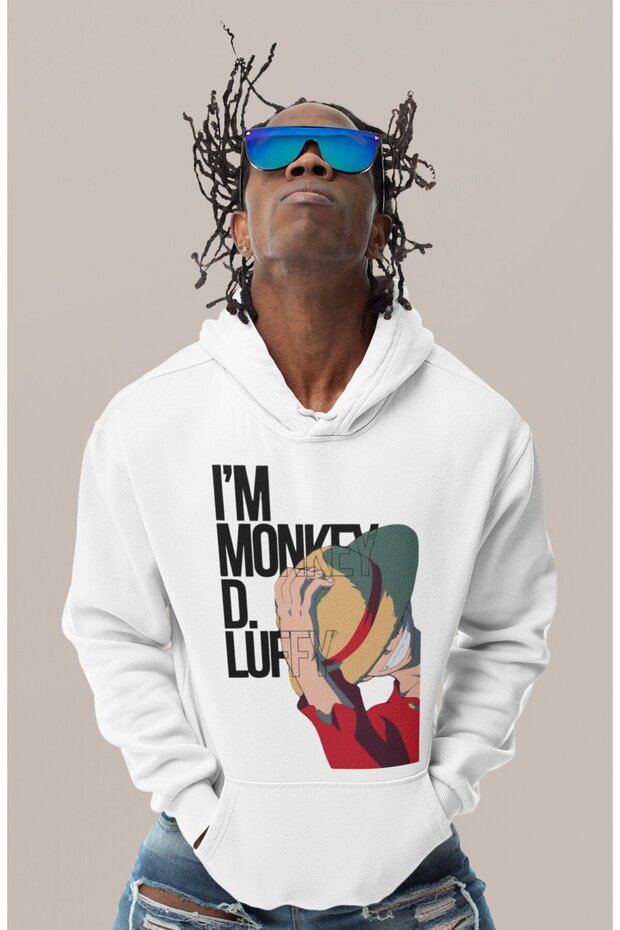 I'M Monkey D. Luffy Printed Unisex Oversized One Piece Anime Character Hoodie