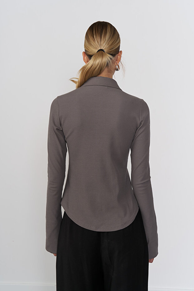 Çıt Çıt Detaylı Örme Gömlek - 4