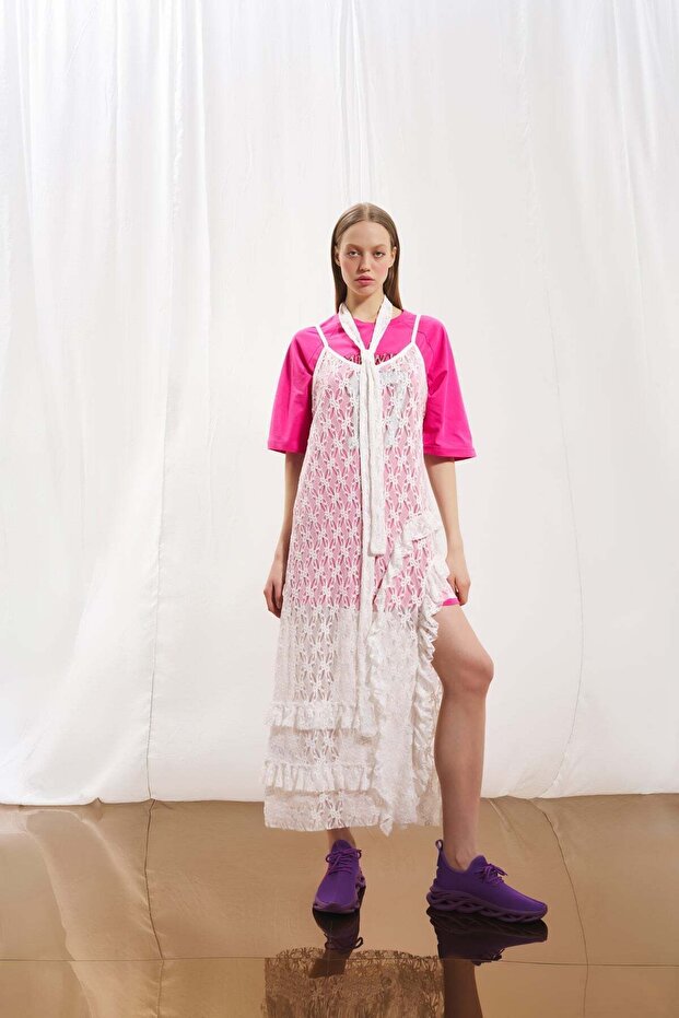 Pembe Payetli Oversize Tunik 17068 - 3