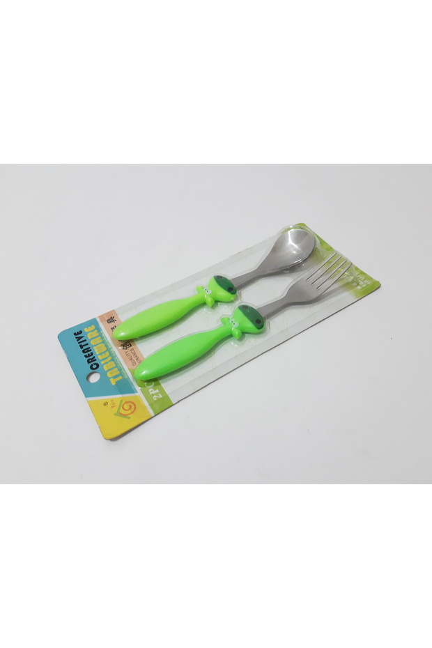2-Piece Stainless Steel Fork Spoon Set Figured Cutlery Set for Children