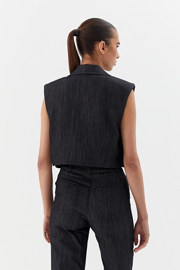 Denim Yelek Siyah - 3