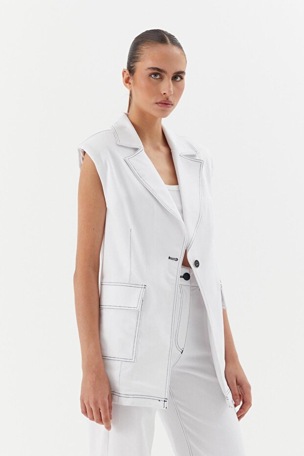 Oversized Slim Vest White