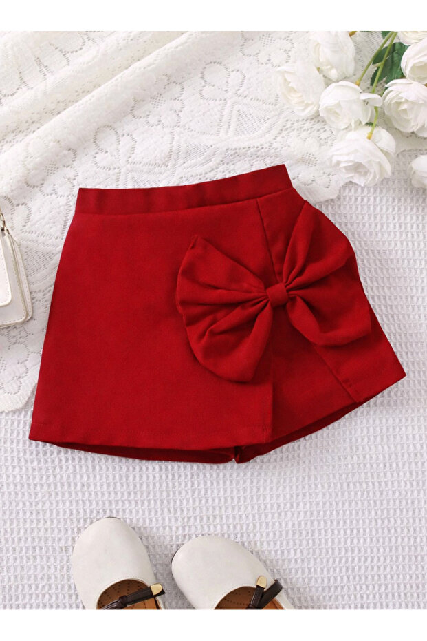 Girl's Elastic Waist Bow Mini Shorts Skirt