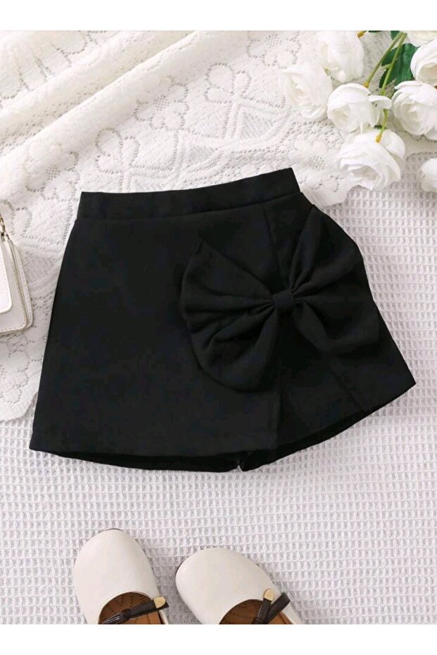 Girl's Elastic Waist Bow Mini Shorts Skirt
