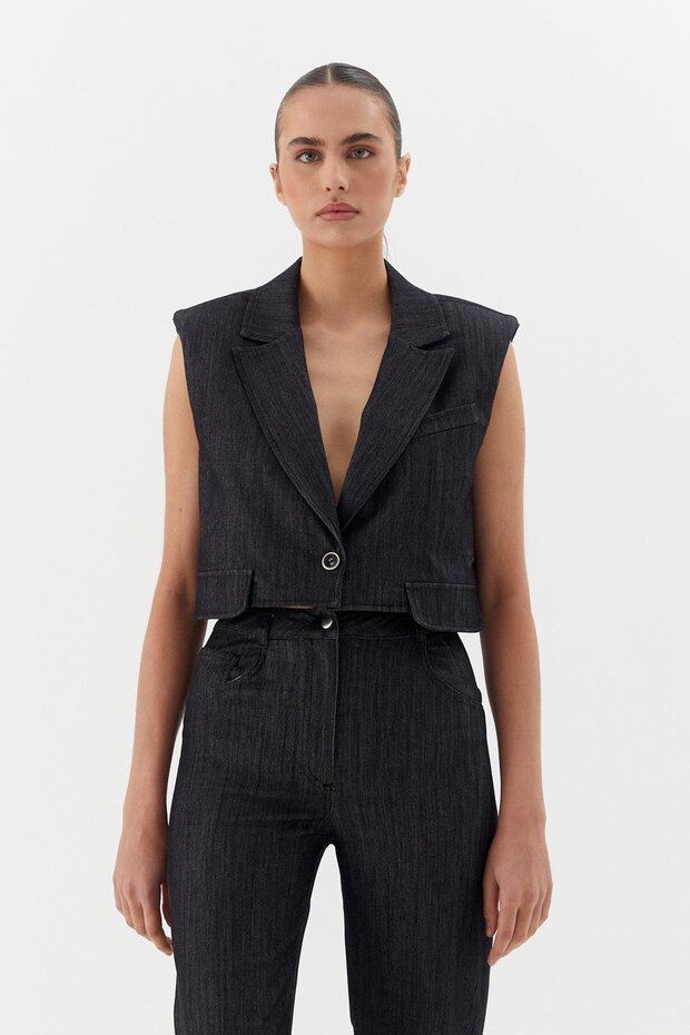 Denim Yelek Siyah - 4