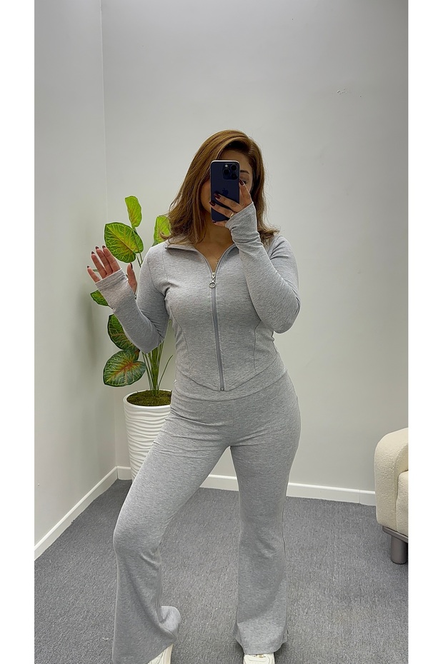 İSPANYOL PAÇA GRİ EŞOFMAN TAKIMI - 4