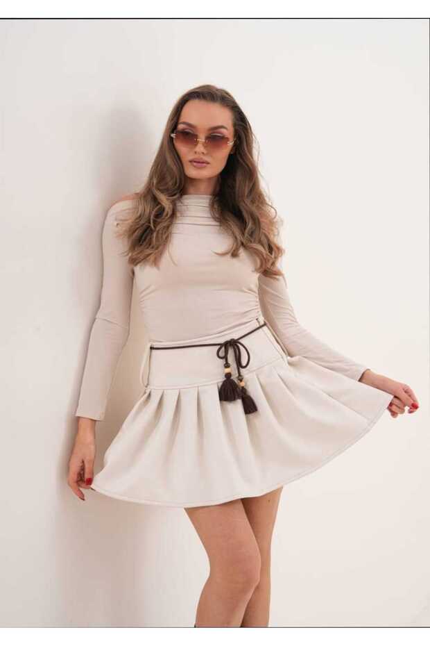 New Season Pleated Lace Detail Pleated Skirt Women