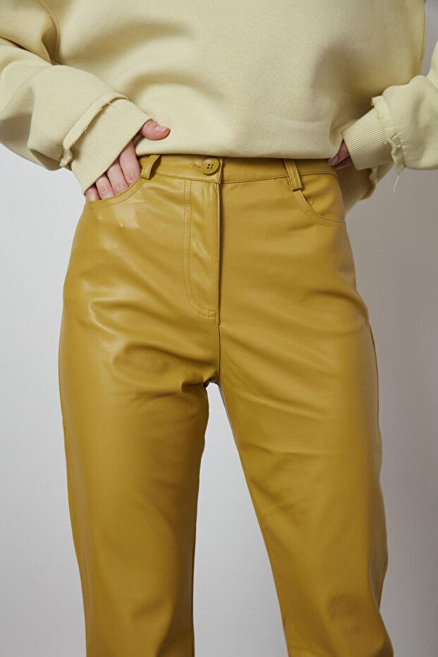 Straight Deri Pantolon - 4