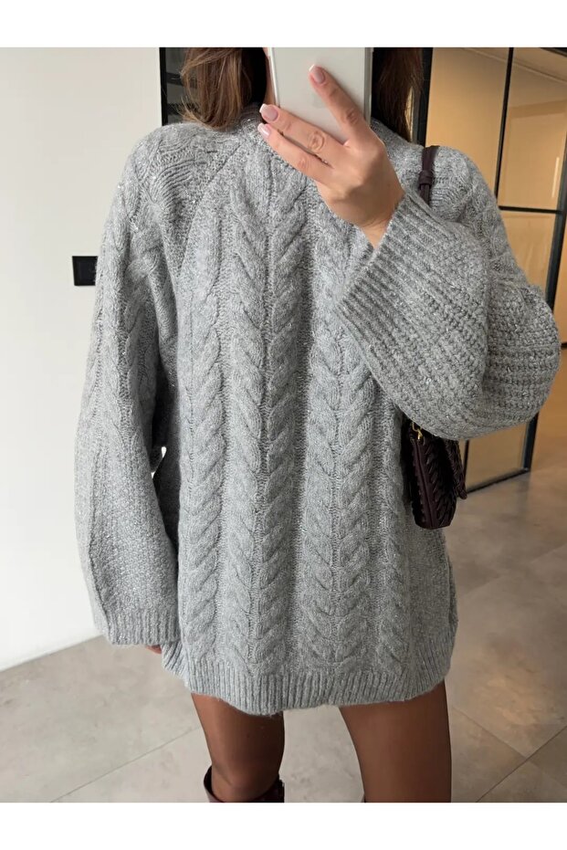Hair Braid Pattern Sim Detailed Oversized Sweater