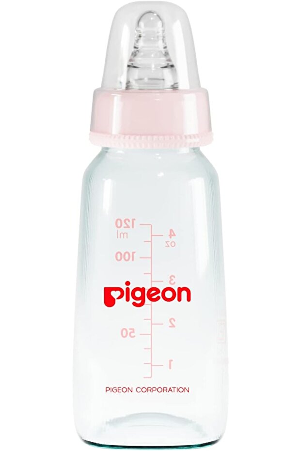 Glass Feeding Bottle 120ML (Pink)