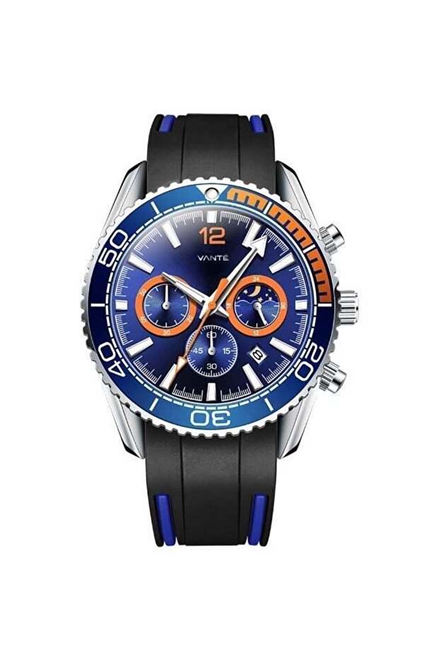 VANTE Series Men's Sport Chronograph Watch with Blue & Orange Accents