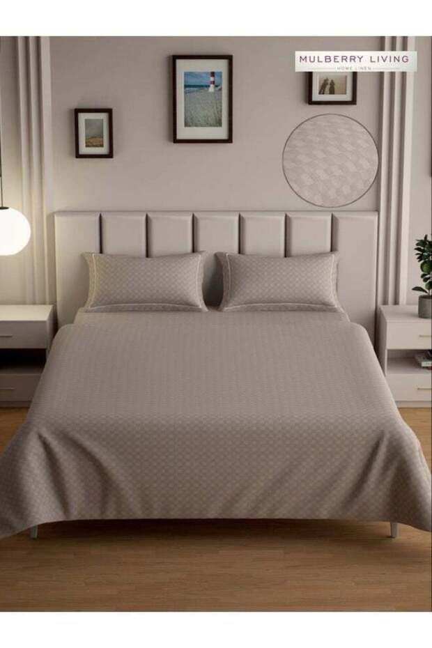 100% Cotton - 300Tc Urban Grid Queen Size Flat Bedsheet