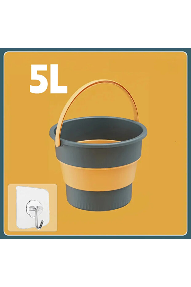 Blue-5L 5/10/17L Portable Folding Bucket Multifunctional Thickened Silicone Bucket for Car Washing a