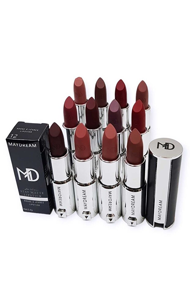 Matte dry lipsticks, 12 colors