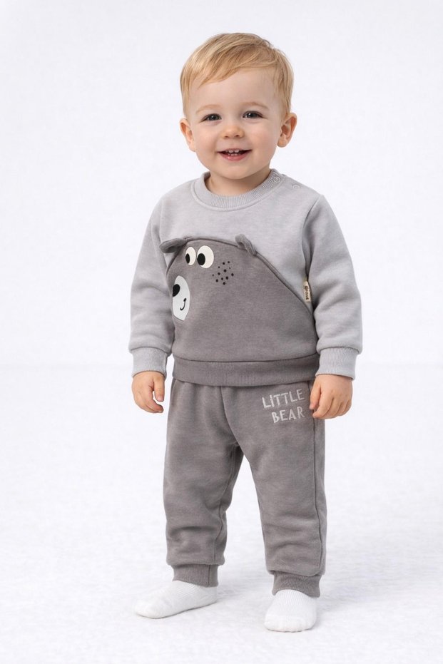 Baby boy bear-themed two-piece set (top & bottom) - sizes 6-9, 12, 18, 24 months