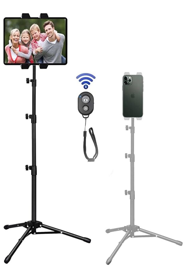 Ipad Tripod Mount, Ipad Stand Tripod,Phone Floor Stand, Height Adjustable 20 to 67 Inch Tablet Stand