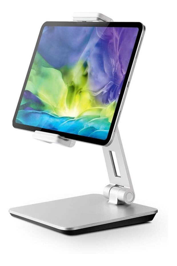 Tablet Stand, Adjustable Heavy Duty Aluminum Stand, 360° Swivel Foldable Holder for iPad, Samsung T