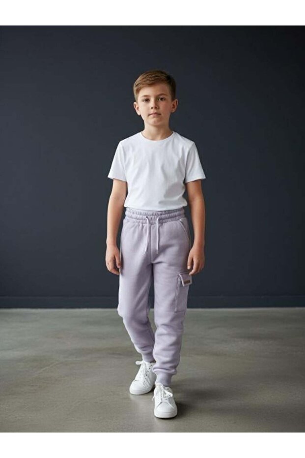 Boy's Cargo Pocket Pack Fleece-Lined Tracksuit Bottoms
